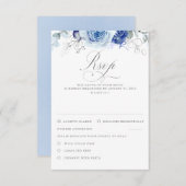 Dusty Blue Flowers Wedding RSVP (正面/裏面)