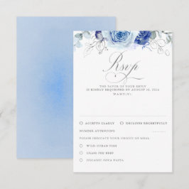 Dusty Blue Flowers Wedding RSVP