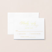 Dusty Blue Foil Rsvp Kindly Reply enclosure card 箔カード (封筒付き正面)