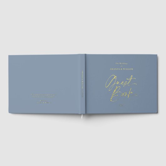 Dusty Blue Foil Wedding Guest Book ゲストブック (全面)