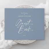 Dusty Blue Foil Wedding Guest Book ゲストブック