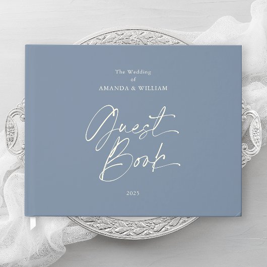 Dusty Blue Foil Wedding Guest Book ゲストブック