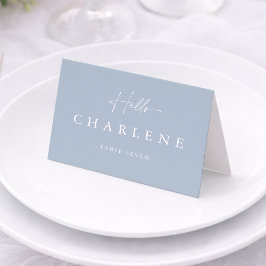 Dusty Blue Folded Wedding Place Card テーブルナンバー