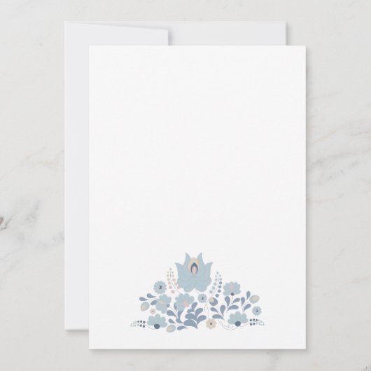 Dusty Blue Folk Floral Wedding Invitation 招待状 (裏面)