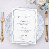 Dusty Blue French Estate Wedding Menu Card 招待状
