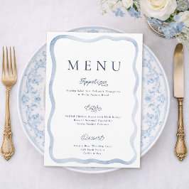 Dusty Blue French Estate Wedding Menu Card 招待状