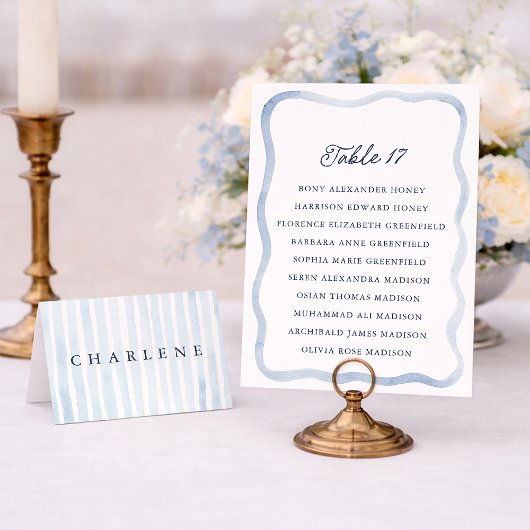 Dusty Blue French Estate Wedding Seating Card  招待状
