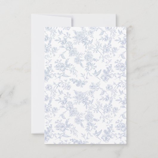 Dusty Blue French Floral Toile Wedding 招待状 (裏面)
