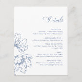Dusty Blue French Floral Wedding Details エンクロージャーカード (正面)