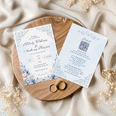 Dusty Blue French Garden Floral Wedding 招待状