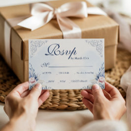 Dusty Blue French Garden Floral Wedding RSVP