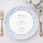 Dusty Blue French Round Wedding Menu Card メニュー