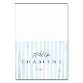 Dusty Blue French Stripe Place Card テーブルナンバー (正面)