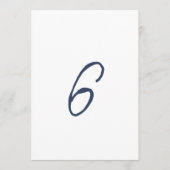 Dusty Blue French Stripe Wedding Table Number 6 招待状 (正面)