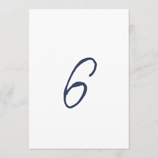 Dusty Blue French Stripe Wedding Table Number 6 招待状 (正面)