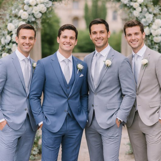 Dusty Blue French Wedding Attire Card  招待状