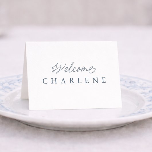 Dusty Blue French Wedding Place Card テーブルナンバー