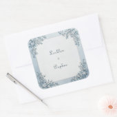 Dusty Blue Frost Botanical Gold Frame Wedding スクエアシール (封筒)