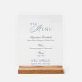 Dusty Blue Frosted Acrylic Wedding Bar Menu Sign アクリルサイン (正面)
