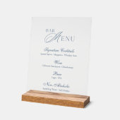 Dusty Blue Frosted Acrylic Wedding Bar Menu Sign アクリルサイン (傾斜)