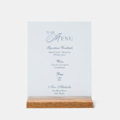 Dusty Blue Frosted Acrylic Wedding Bar Menu Sign アクリルサイン (正面)