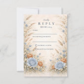 Dusty Blue Garden Wedding 出欠カード (正面)