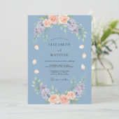 Dusty Blue Gentle Bloom Wedding 招待状 (スタンド正面)