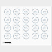 Dusty Blue Gingham Baby Shower Favor Sticker ラウンドシール (シート)