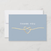 Dusty Blue Gold Photo Wedding Thank You Card サンキューカード (正面)