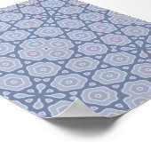 Dusty Blue & Gray Geometric Mandala Pattern Square ポスター (角)