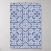 Dusty Blue & Gray Geometric Mandala Pattern Square ポスター (正面)