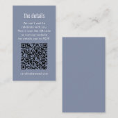 Dusty Blue Gray Modern Minimal Wedding Details QR エンクロージャーカード (正面/裏面)