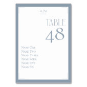 Dusty Blue Gray Monogram Guest Names Modern テーブルナンバー (正面)
