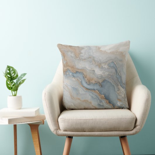 Dusty Blue Gray Tan Beige Abstract クッション (椅子)