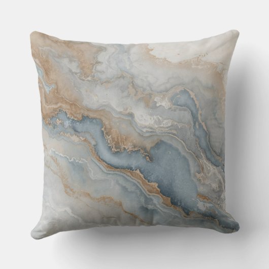 Dusty Blue Gray Tan Beige Abstract クッション (裏面)