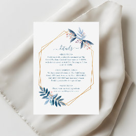 Dusty Blue Greenery Geometric Wedding Details エンクロージャーカード