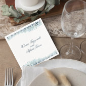 Dusty Blue Greenery Wedding Cocktail Napkin スタンダードカクテルナプキン