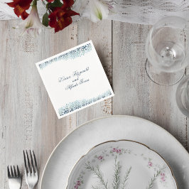 Dusty Blue Greenery Wedding Cocktail Napkin スタンダードカクテルナプキン