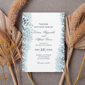 Dusty Blue Greenery Wedding Invitation  招待状