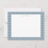 Dusty Blue Grid Frame Note Card 招待状 (正面)