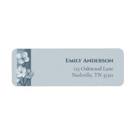 Dusty Blue Hand Drawn Floral Botanical Return Ad ラベル