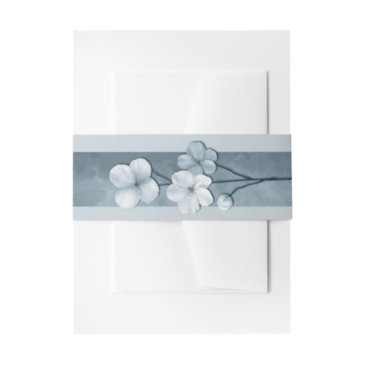 Dusty Blue Hand Drawn Floral Botanical Wedding 招待状ベリーバンド (正面例)