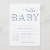 Dusty Blue Hello Baby Wildflower Invitation 招待状 (正面)