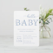 Dusty Blue Hello Baby Wildflower Invitation 招待状 (スタンド正面)
