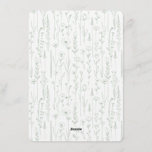 Dusty Blue Hello Baby Wildflower Invitation 招待状 (裏面)