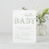 Dusty Blue Hello Baby Wildflower Invitation 招待状 (スタンド正面)