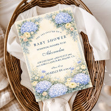 Dusty Blue Hydrangea Baroque Floral Baby Shower