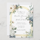 Dusty Blue Hydrangea Floral Customizable Wedding  招待状 (正面)