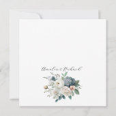 Dusty Blue Hydrangea Floral Save the Date Card 招待状 (裏面)