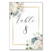 Dusty Blue Hydrangea Floral Table Number Cards テーブルナンバー (裏面)